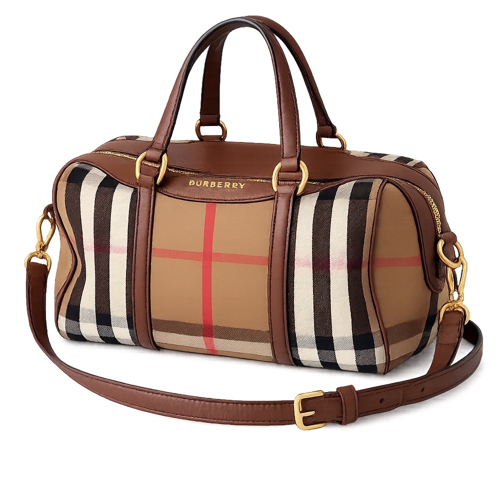 Burberry Vintage Check Bowling Bag in Beige and Brown